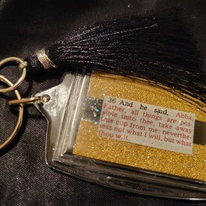 Biblical Scripture Keychain with Black Tassel